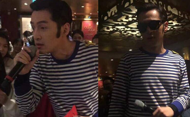 胡歌现某公司年会 接地气穿统一服装还给员工发红包