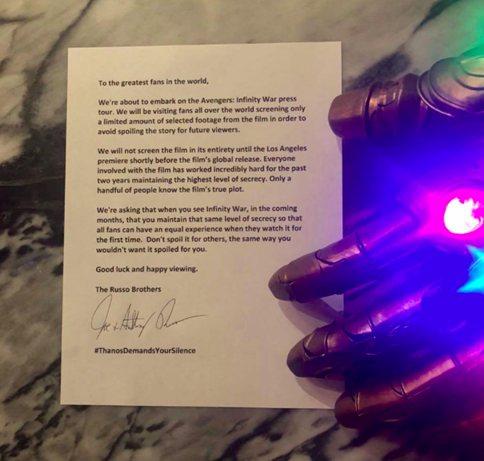 《复联3》导演罗素兄弟恳请观众不要剧透 会公布少量独家片段 《复联3》导演罗素兄弟恳请观众不要剧透 会公布少量独家片段