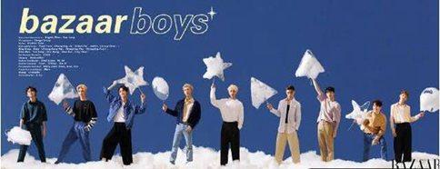 偶像练习生九人拍摄时尚芭莎 蔡徐坤站C位