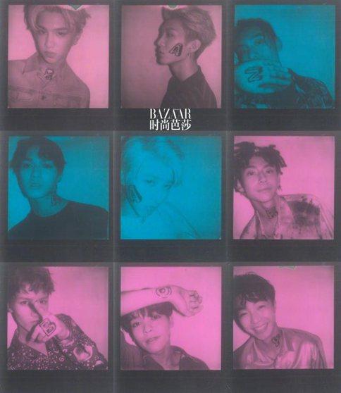 偶像练习生九人拍摄时尚芭莎 蔡徐坤站C位