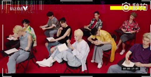 偶像练习生九人拍摄时尚芭莎 蔡徐坤站C位