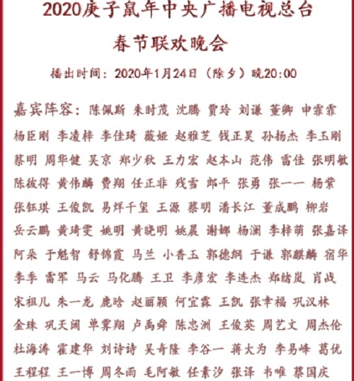 2020春晚阵容